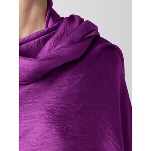 NWT Eileen Fisher Washed Silk Parachute Scarf Vibrant Purple